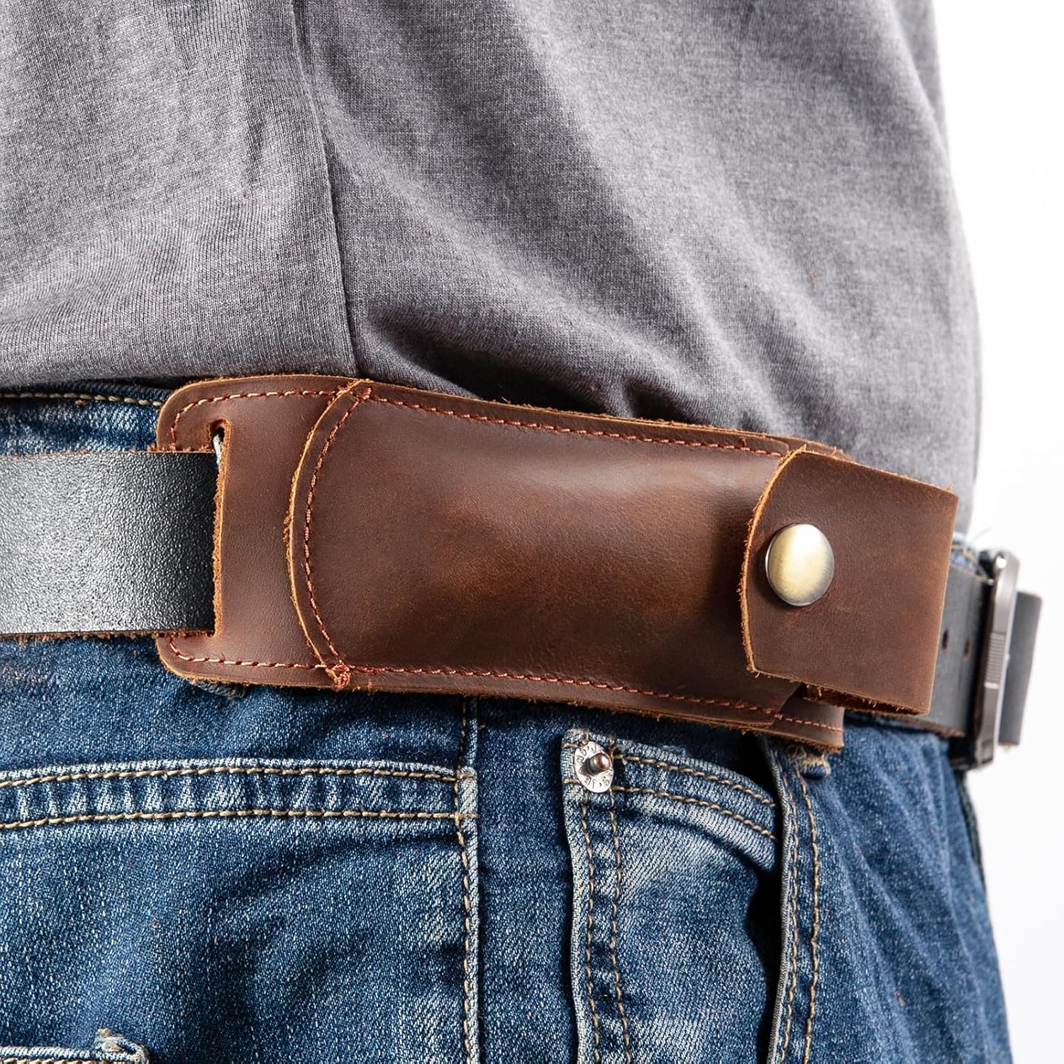 Knife Sheath,Belt Buckle Knife Sheath,Leather Knife Sheaths for Belt,Pocket Knife Folding EDC Belt Knife Holster,Open
