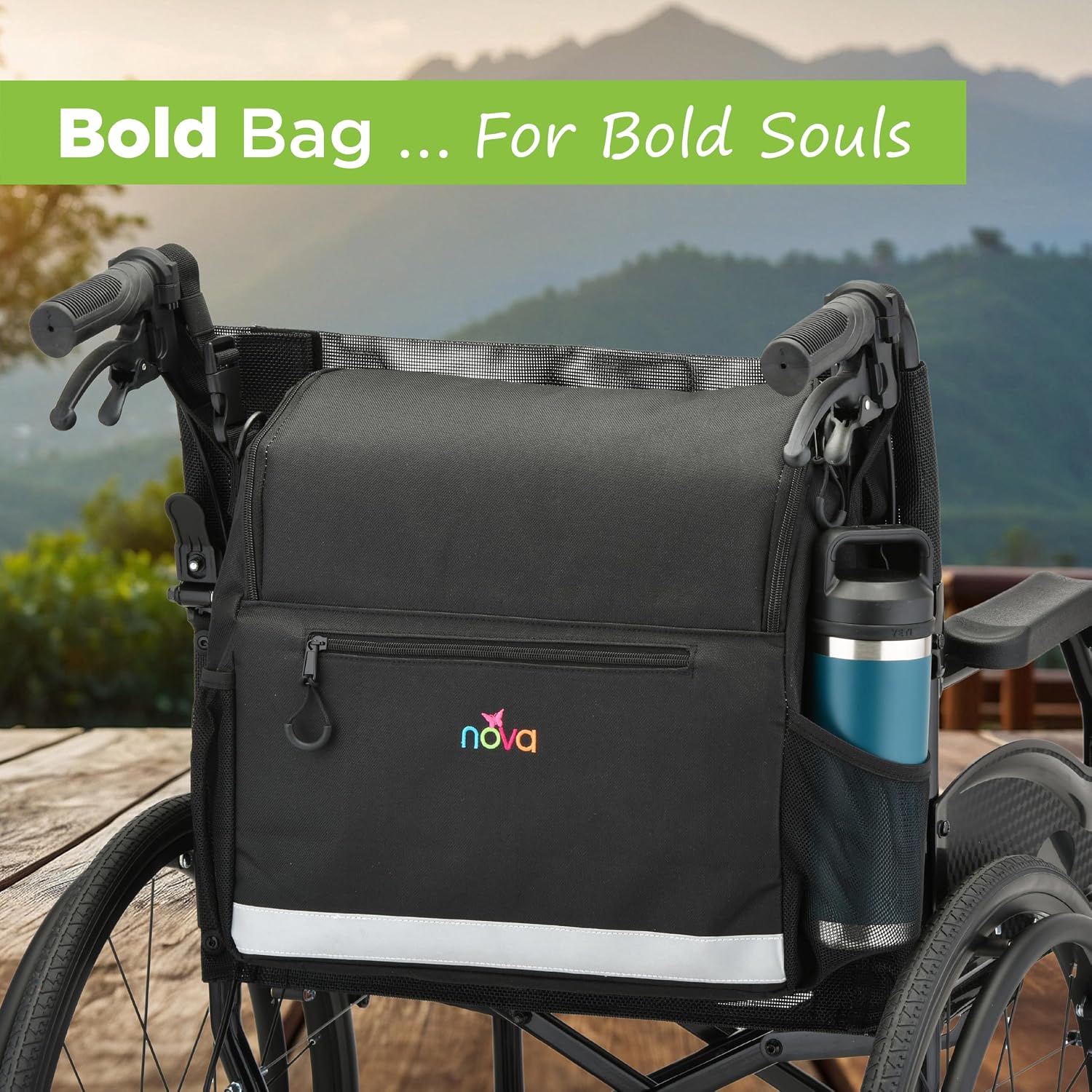 Deluxe Wheelchair Bag – Large Storage Backpack for Manual & Electric Wheelchairs, Hangs Securely on Chair Back