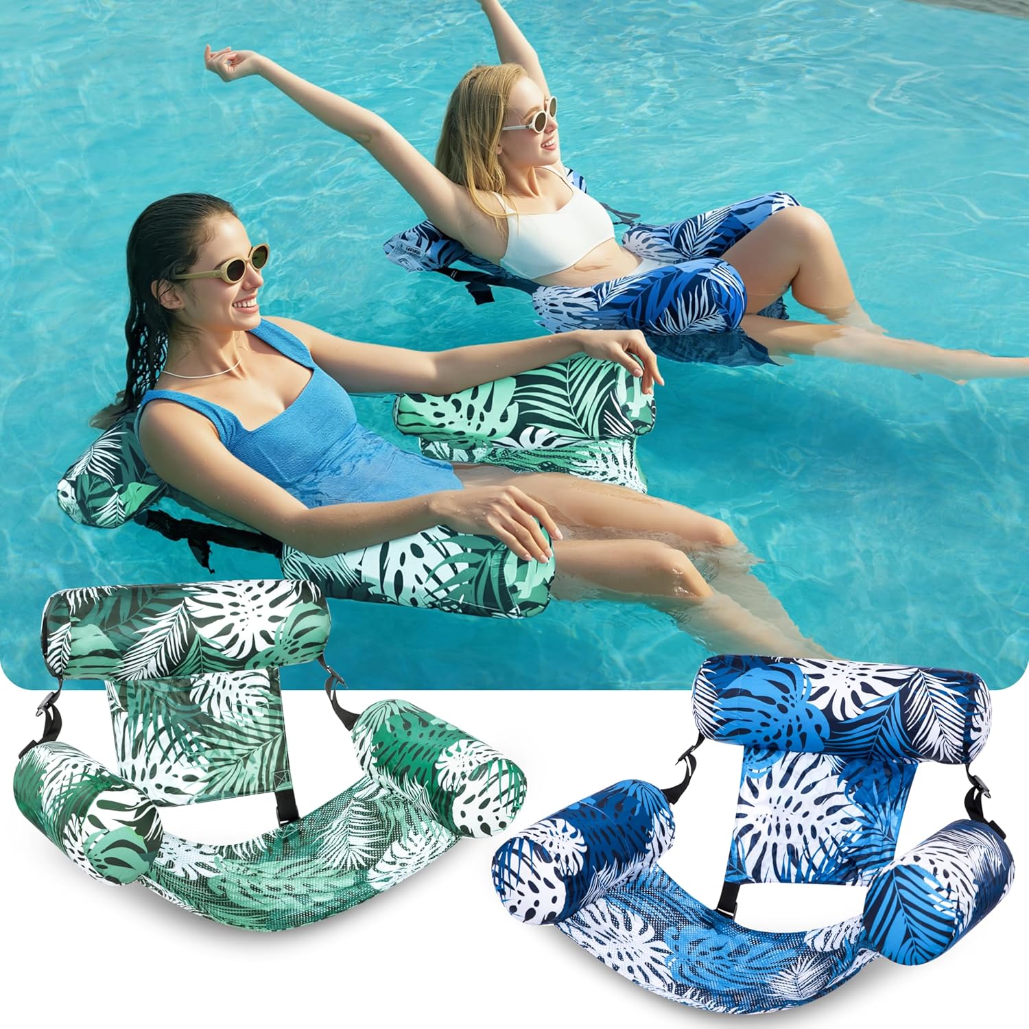Inflatable Pool Floats Adult,2 Packs Floating Lounge Chairs,Blow up Pool Noodles for Adult Heavy Duty,Floating Chair