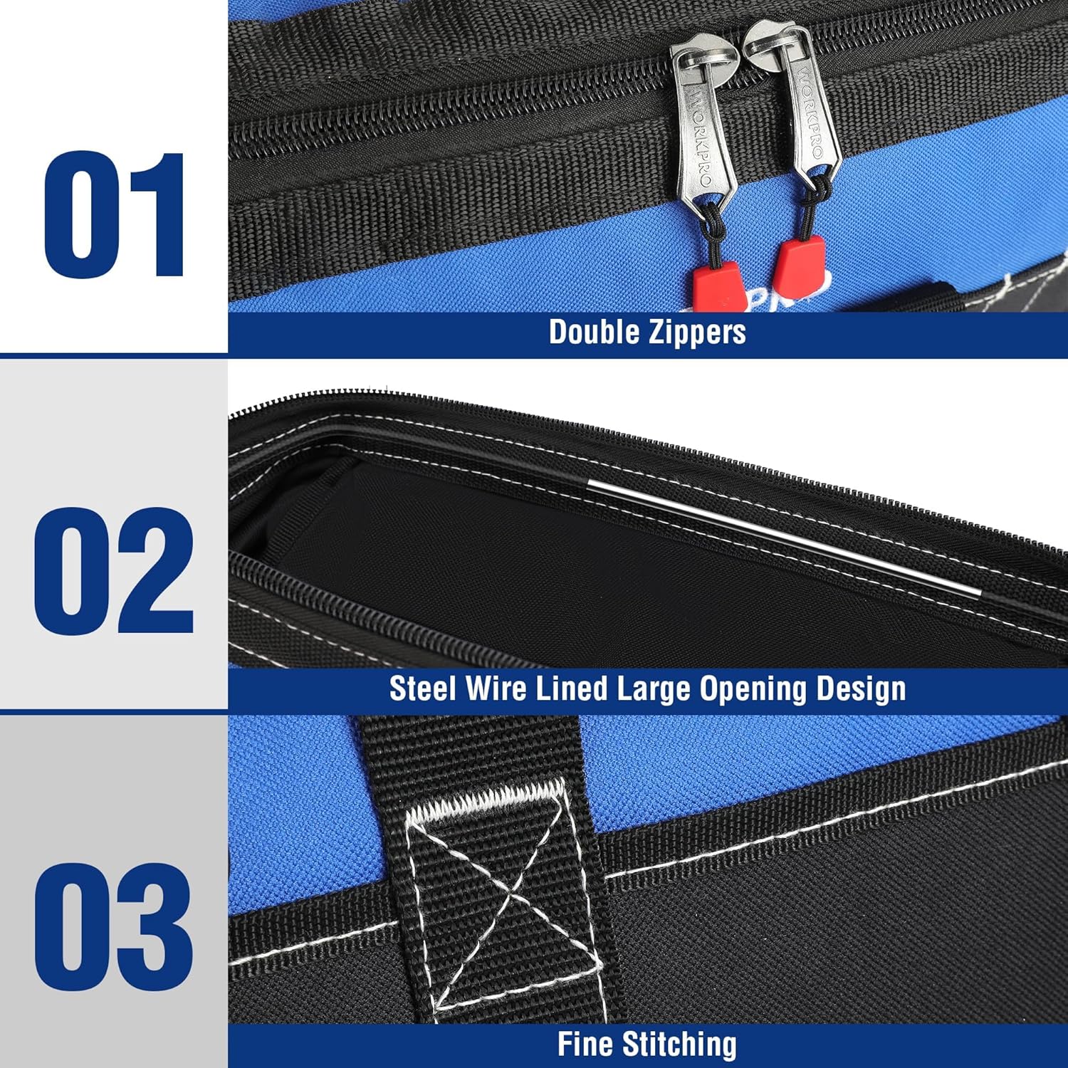 16-inch Wide Mouth Tool Bag with Water Proof Molded Base