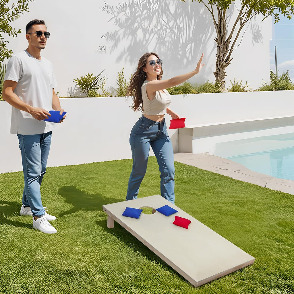 4x2Ft or 3x2Ft Solid Wood Cornhole Game Board with 8 Bean Bags and Carrying Case for Outdoor Yard Beach Lawn Party