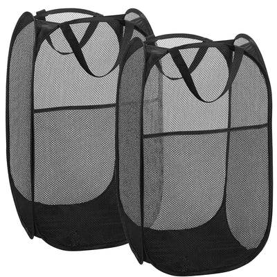 2 pop-up Laundry Hamper，Foldable mesh Laundry Baskets (Each with 2 Reinforced Handles)…