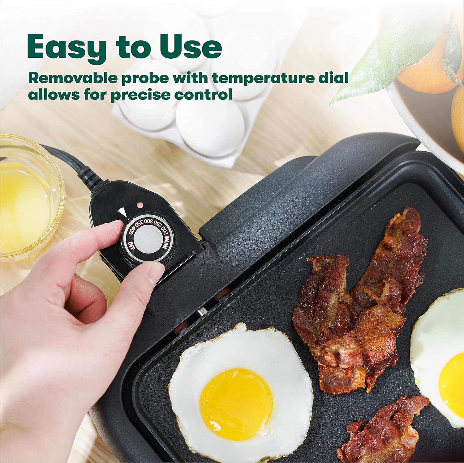 10"x18" Electric Griddle Non-Toxic, with Warming Tray, Copper/Black