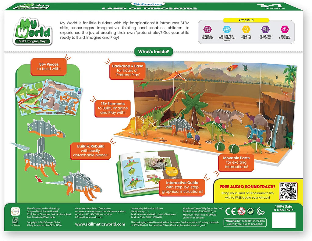 STEM Building Toy : My World Land of Dinosaurs | Gifts for Kids Ages 3-7 | Fun Learning & Educational Playset for