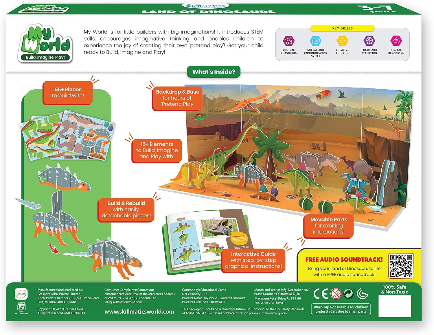 STEM Building Toy : My World Land of Dinosaurs | Gifts for Kids Ages 3-7 | Fun Learning & Educational Playset for
