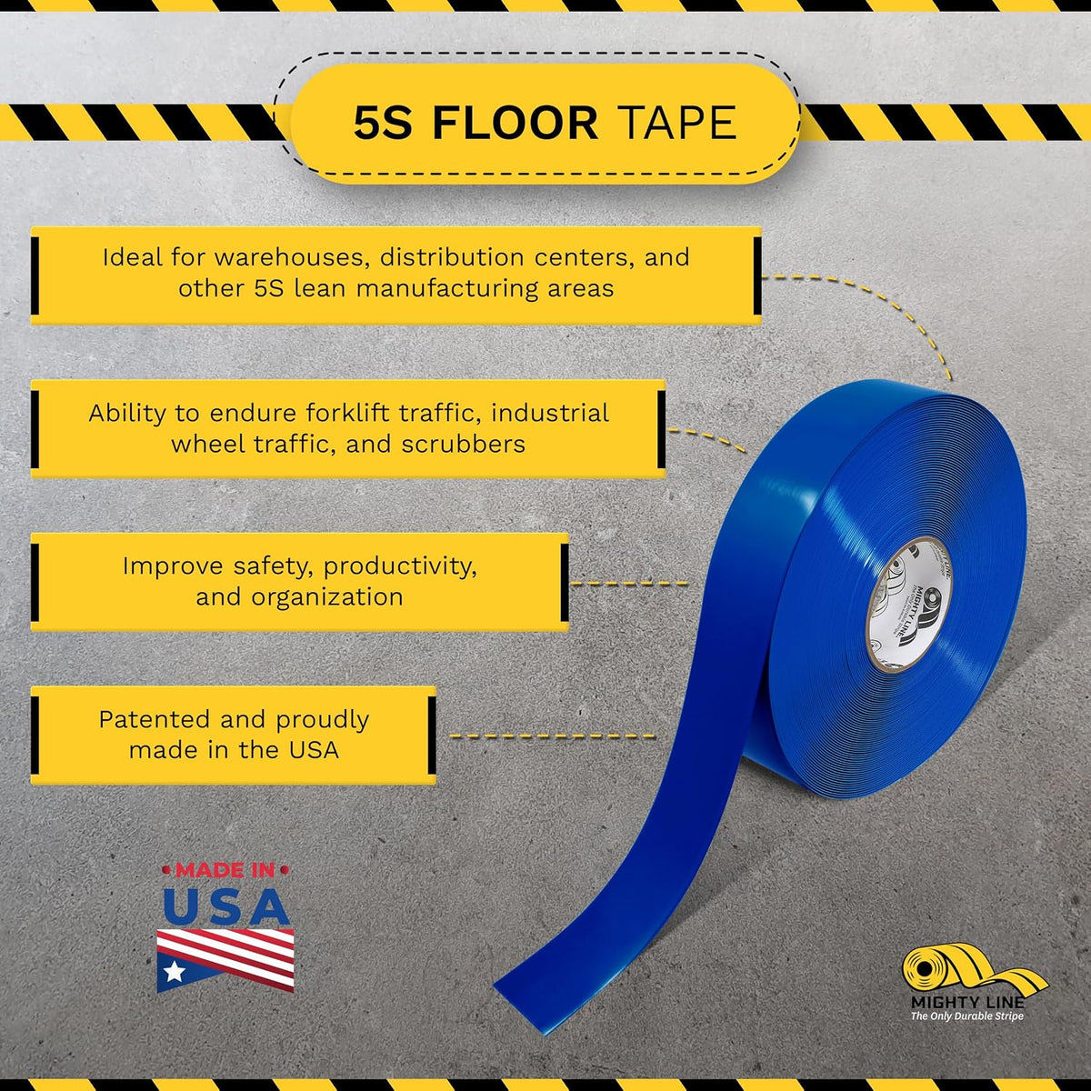 Solid Floor Marking Tape, 2 inch, 100' Roll, Blue