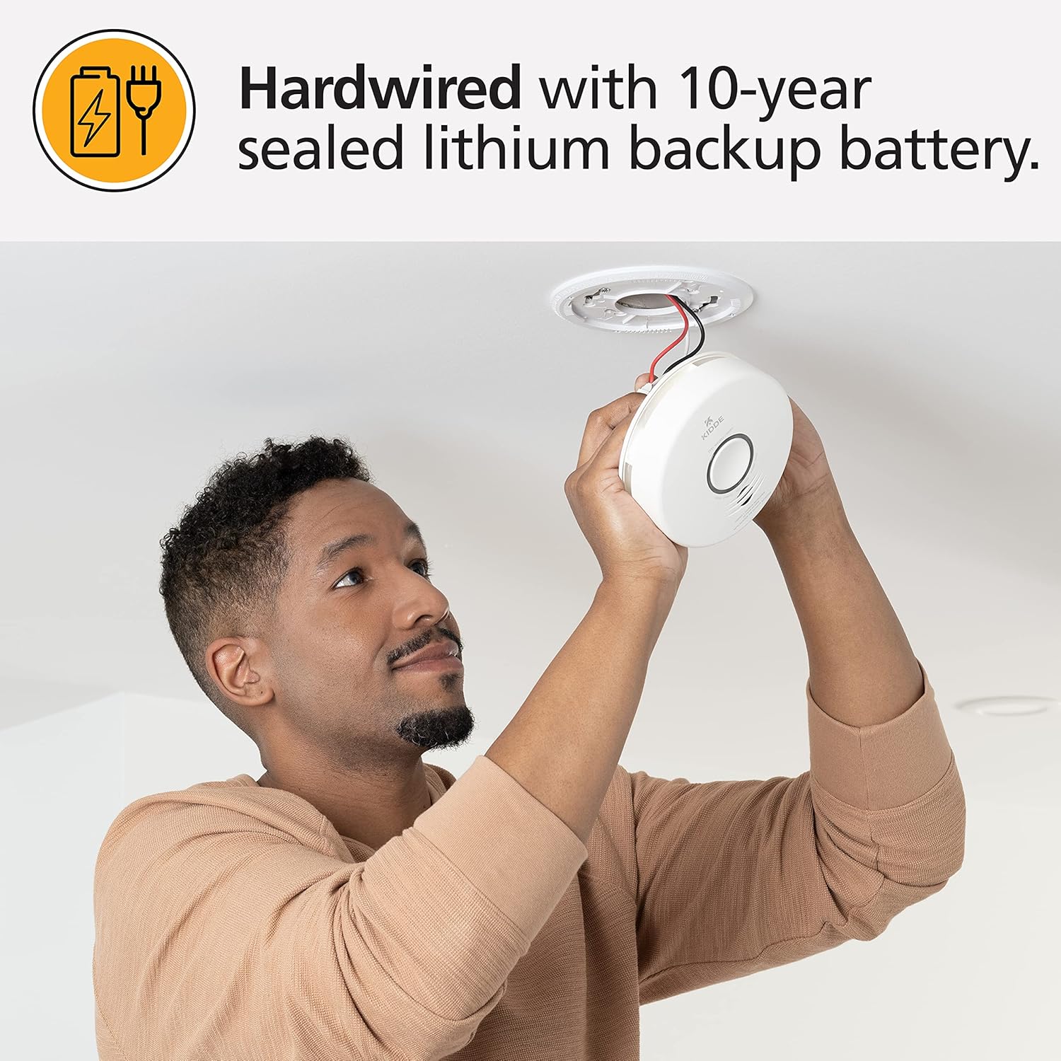 Smart Smoke Detector & Indoor Air Quality Monitor, WiFi, Alexa Compatible Device, Hardwired w/Battery Backup, Voice &