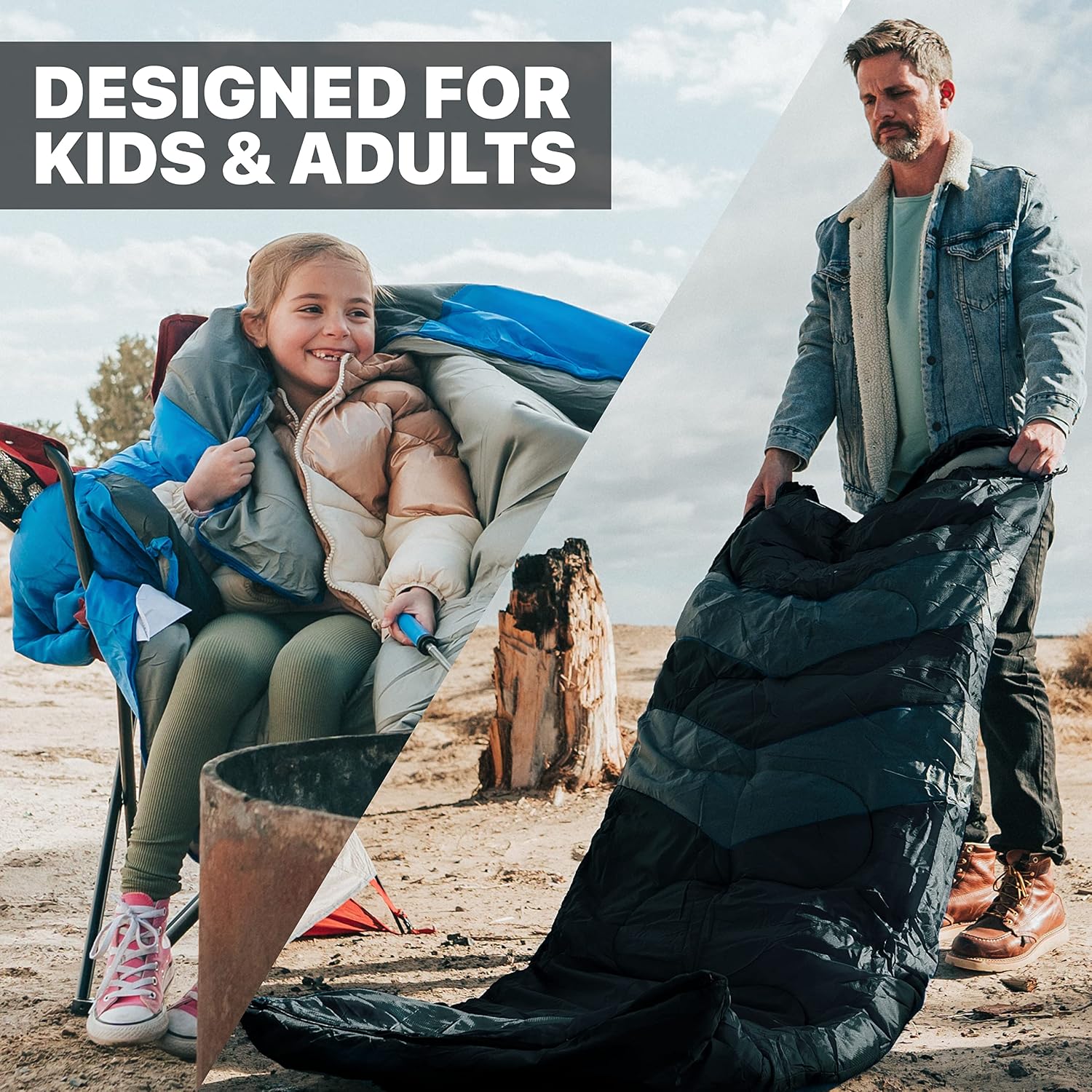 Sleeping Bags for Adults Cold Weather & Warm - Backpacking Camping Sleeping Bag for Kids, Girls, Boys - Lightweight