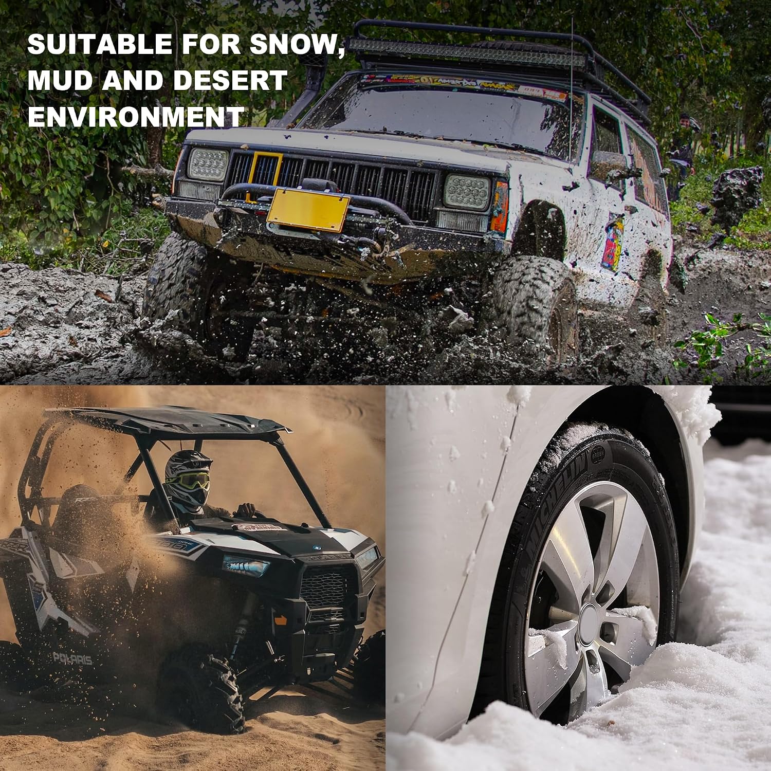 27-Inch Off-Road Traction Boards, Recovery Tracks, and Traction Mat Set for Snow, Mud and Sand Rescue