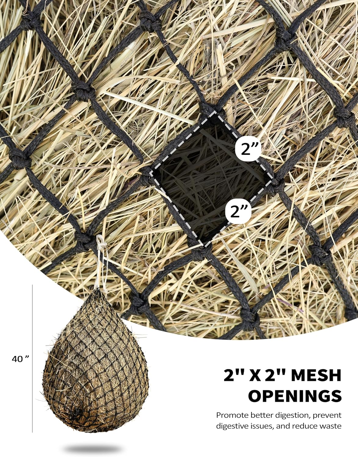 Slow Feed Hay Net Horse-Black