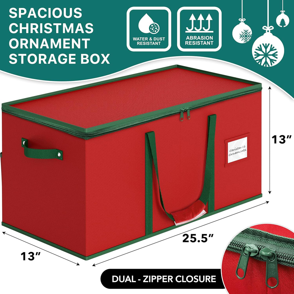 128 Christmas Ornament Storage Box with Adjustable Divider | Heavy-Duty