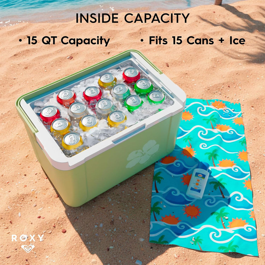 15 Quart Cooler with Sliding Wooden Lid and Cutting Board, Portable Insulated Hard Cooler for Beach, Picnic, Travel