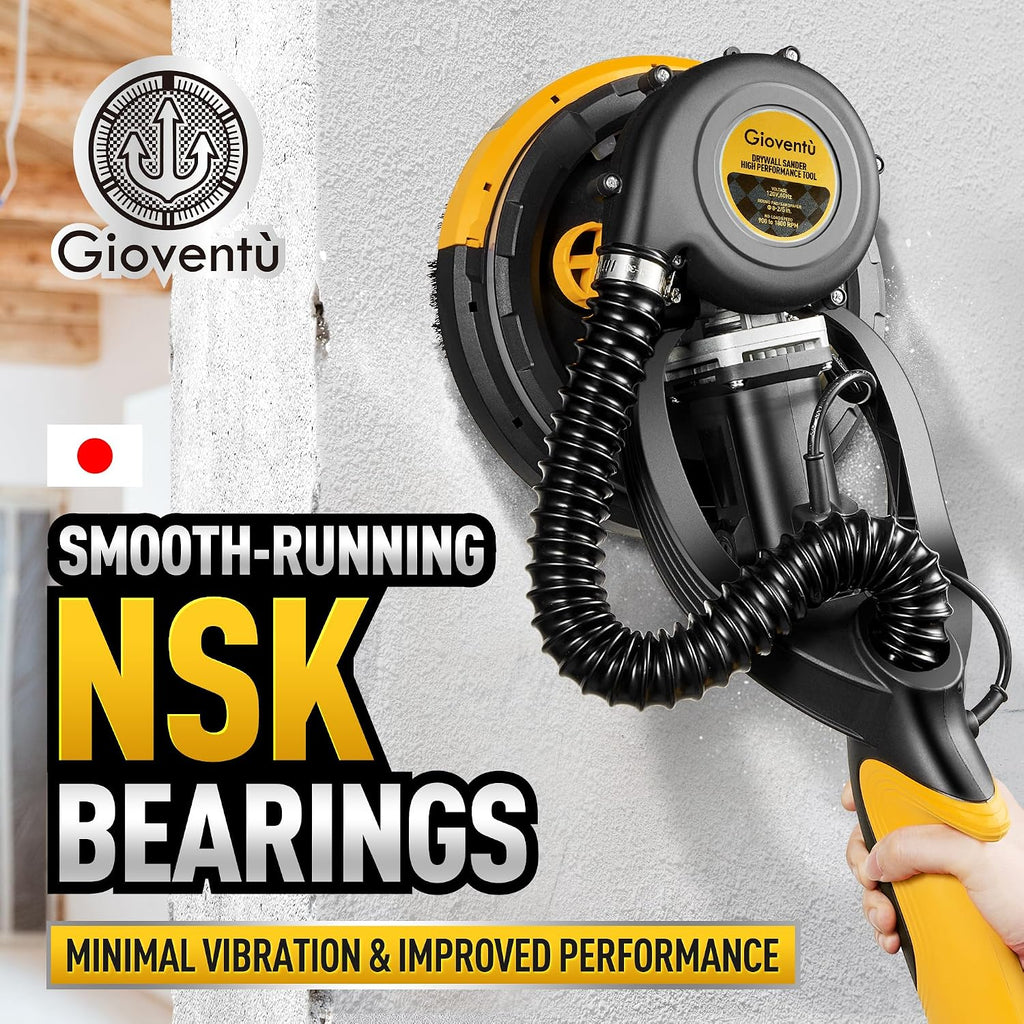 Electric Drywall Vacuum Sander, 750W&NSK Bearing, Dustless for Ceiling&Wall | 95.5% Dust Collection, Variable Speed