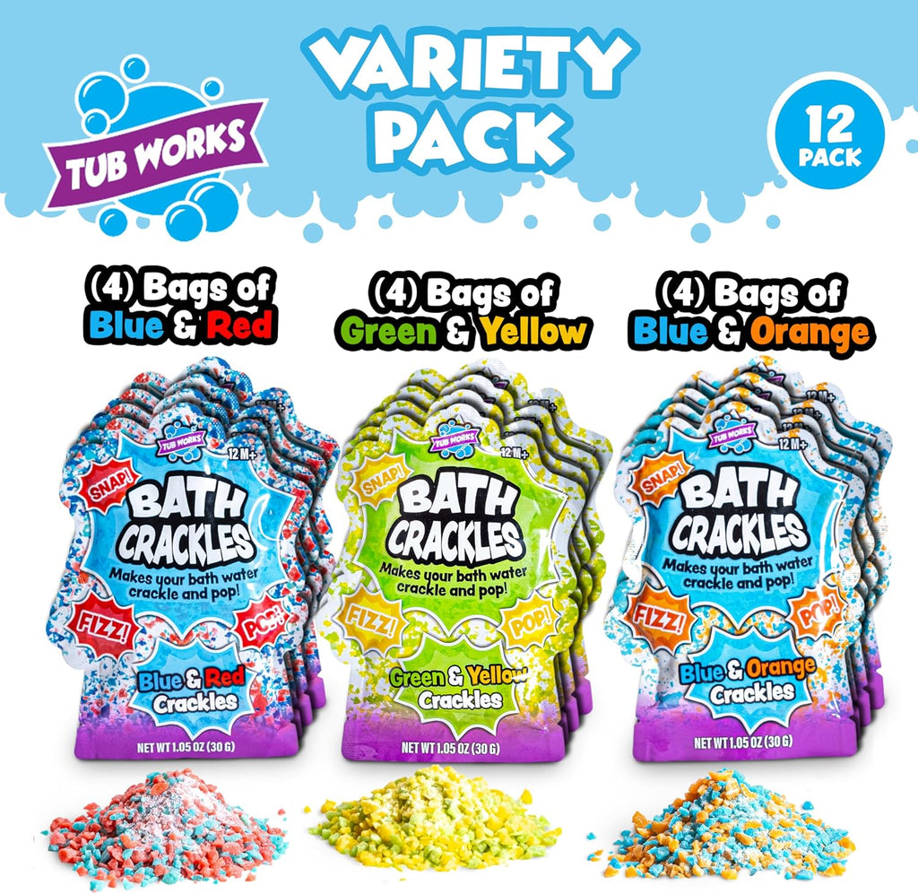 Bath Crackles Bath Toy, Variety 12 Pack | Nontoxic & Fragrance-Free | Makes Bath Water Crackle & Pop for a Unique