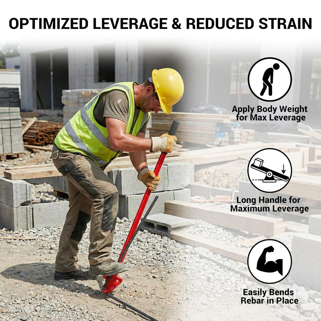 Manual Rebar Bender for 5/8” Rebar Bars, Heavy Duty Hand Operated Bending Machine Style Tool for Flat Bar & Rod
