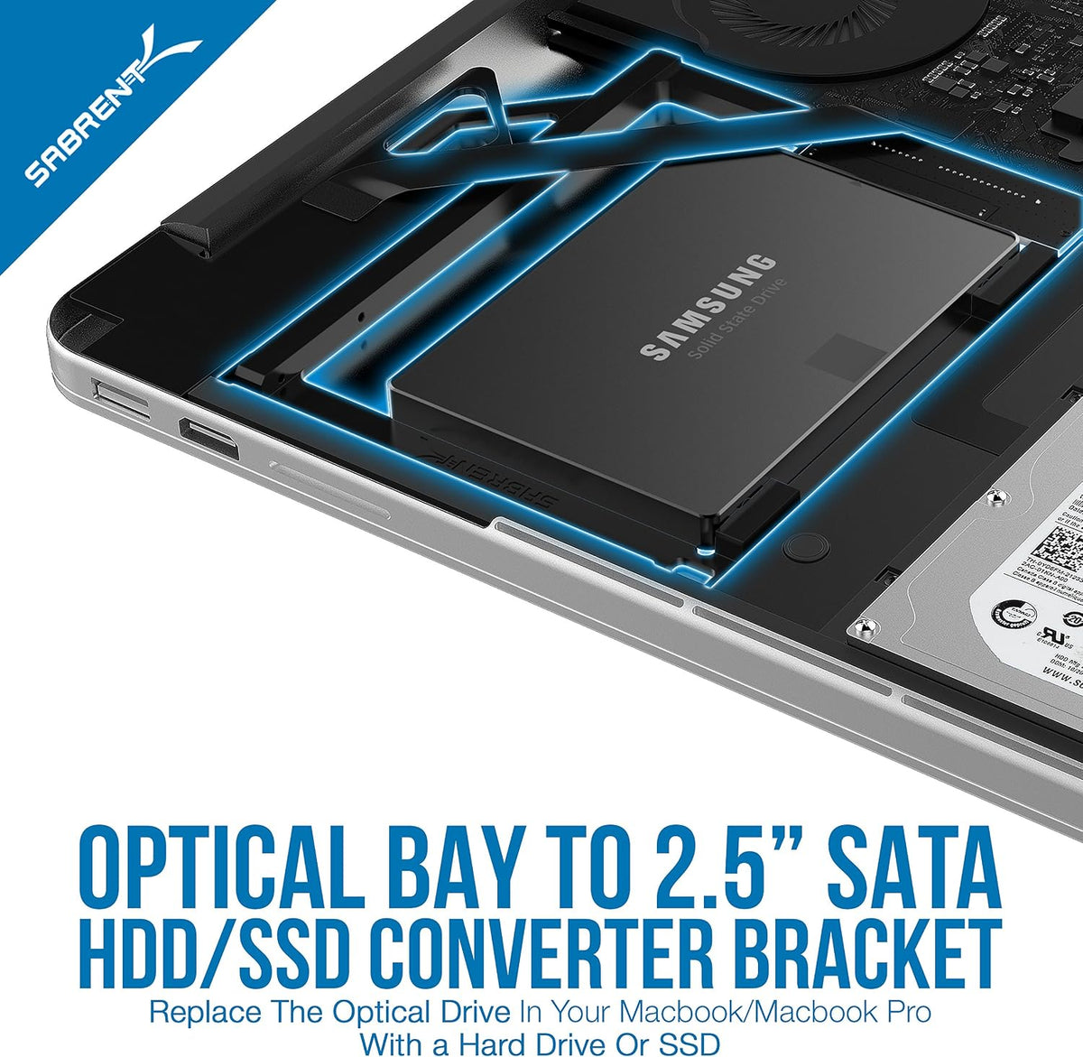 SABRENT Data Doubler Optical Bay to Hard Drive/SSD Caddy Tray Adapter (BK-HDCT)