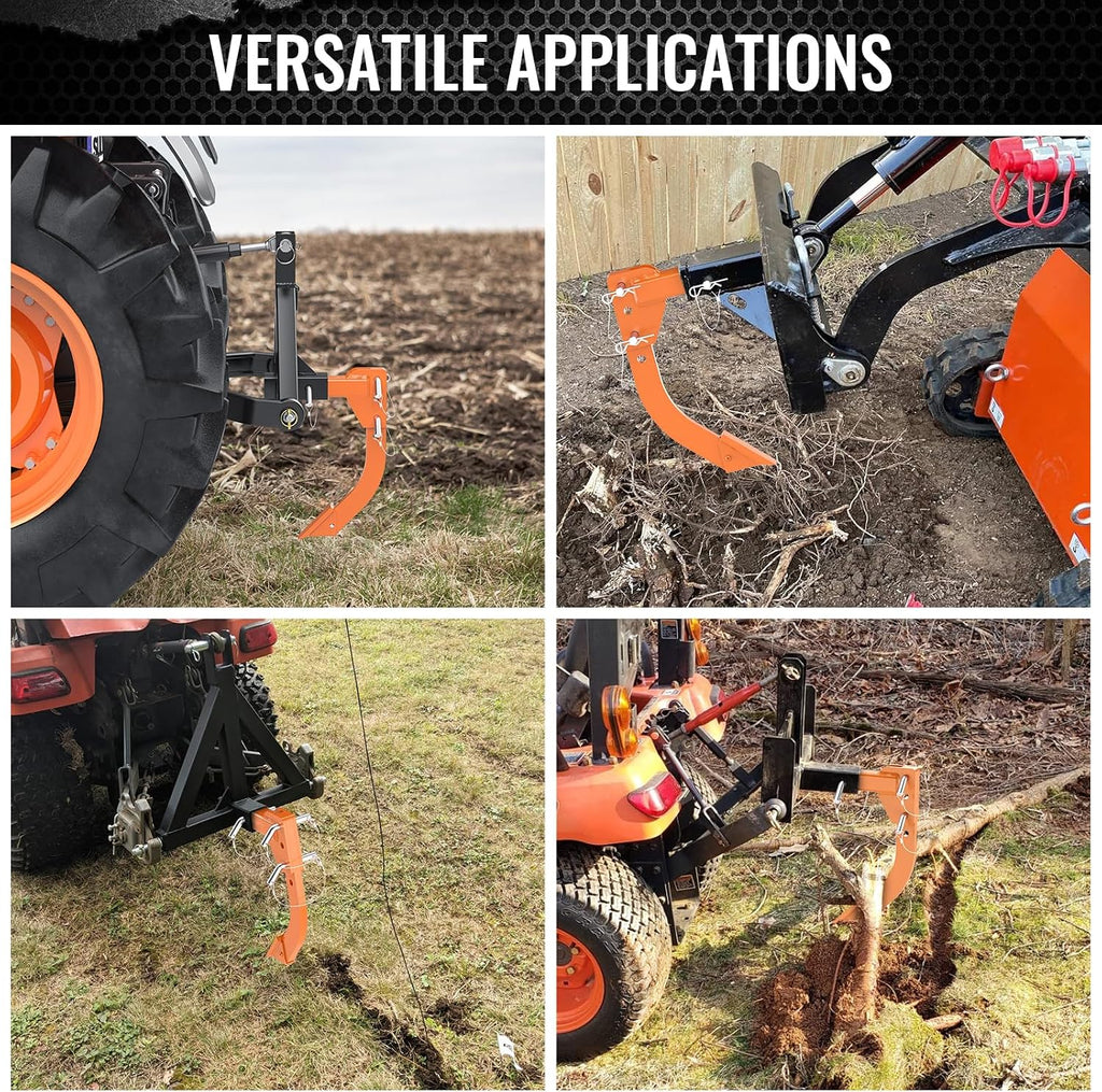 Hitch Mounted Trencher Orange for 2" Receivers, Hitch Lawn Trencher, Middle Buster Plow for CAT 0&1 Tractors, 3 Point