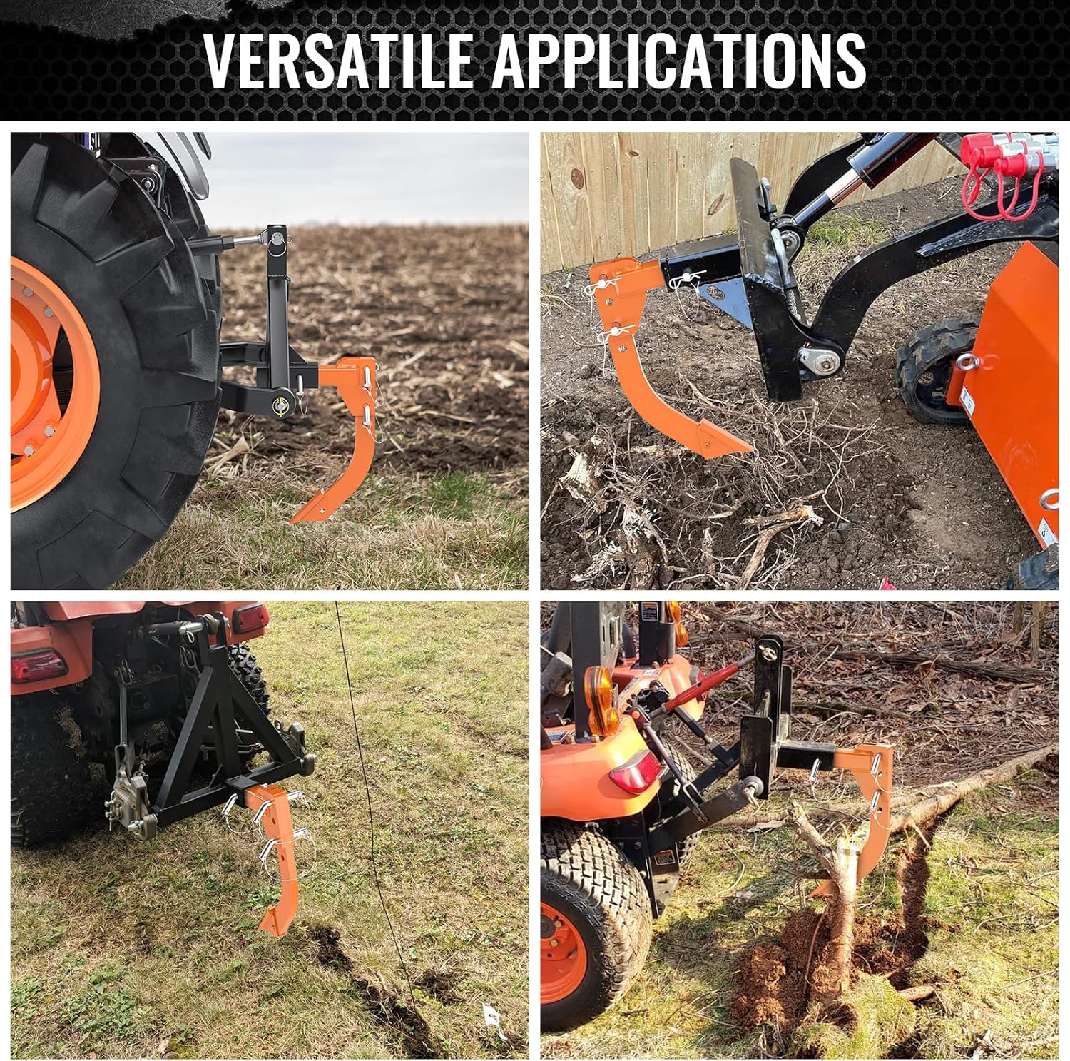 Hitch Mounted Trencher Orange for 2" Receivers, Hitch Lawn Trencher, Middle Buster Plow for CAT 0&1 Tractors, 3 Point