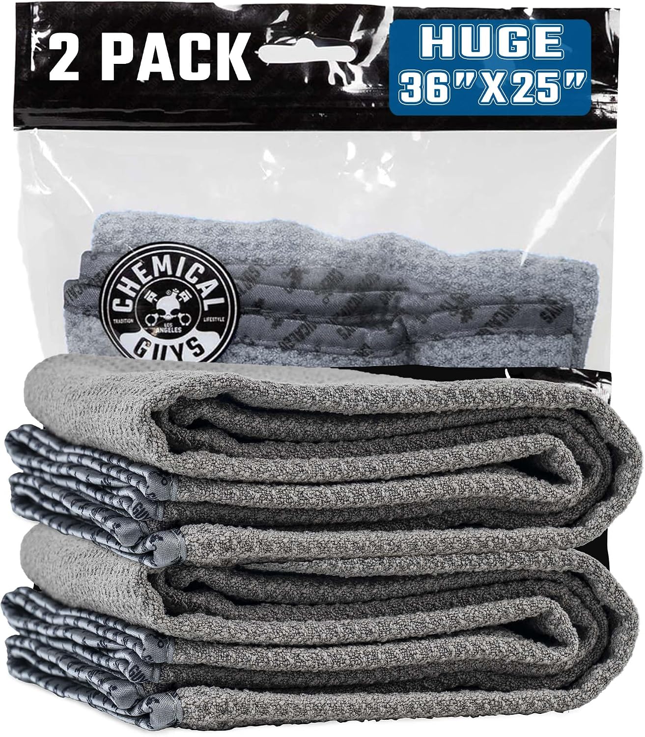 Waffle Weave Gray Matter Microfiber Drying Towel, 2 Pack | Waffle-weave towel with soft-banded edges soaks up