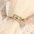Gold Stackable Rings for Women Non Tarnish 18K Gold Plated Interlocked Stack Rings Set Silver Gold Mixed Metals Multi