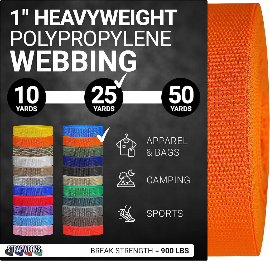 Heavyweight Polypropylene Webbing - Heavy Duty Poly Strapping for Outdoor DIY Gear Repair