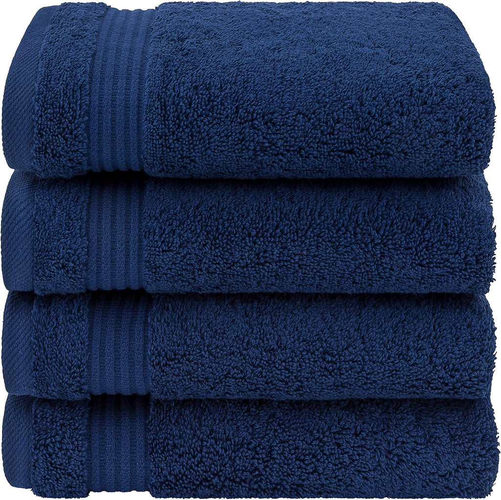 Hand Towels for Bathroom Set of 4, 100% Cotton Turkish Hand Towel Sets, Soft Hand Face Towels, Navy Blue Hand Towels
