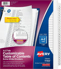 Extra-Wide Dividers for 3 Ring Binders, 26 Tabs per Set, Customizable Table of Contents, Multicolor Tabs, Works Great
