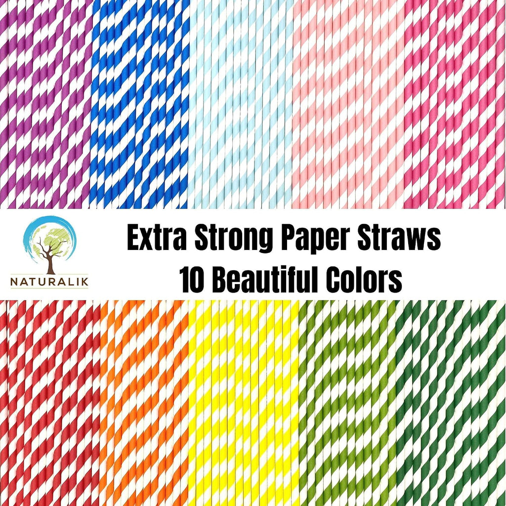 300-Pack Multi-Color Extra Durable Paper Straws - Biodegradable Premium Paper Straws for Juices, Restaurants and