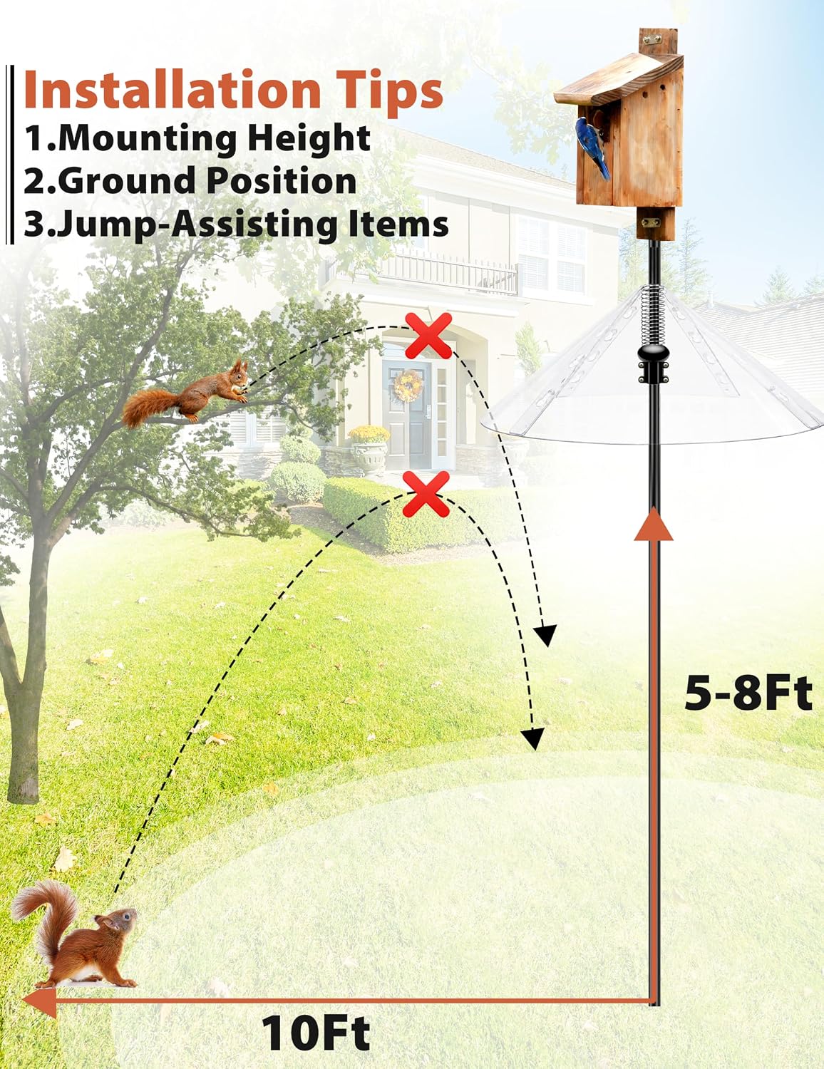 Squirrel Baffle,Squirrel Baffle for Bird Feeder Pole,19-Inch Squirrel-Proofs for Outdoor Shepherd's Hooks,Outside