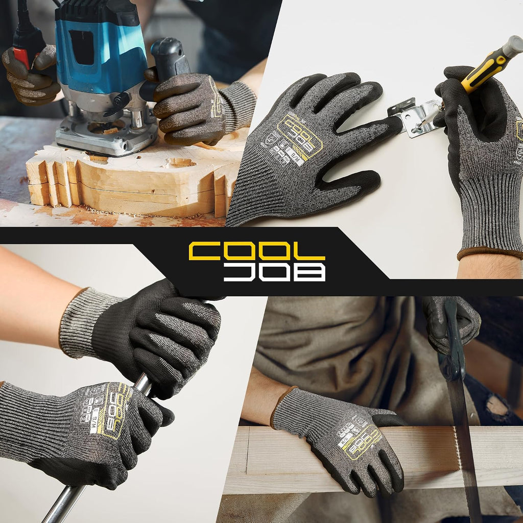ANSI A7 Cut Resistant Gloves, Cut Proof Work Gloves with Grip, Touchscreen
