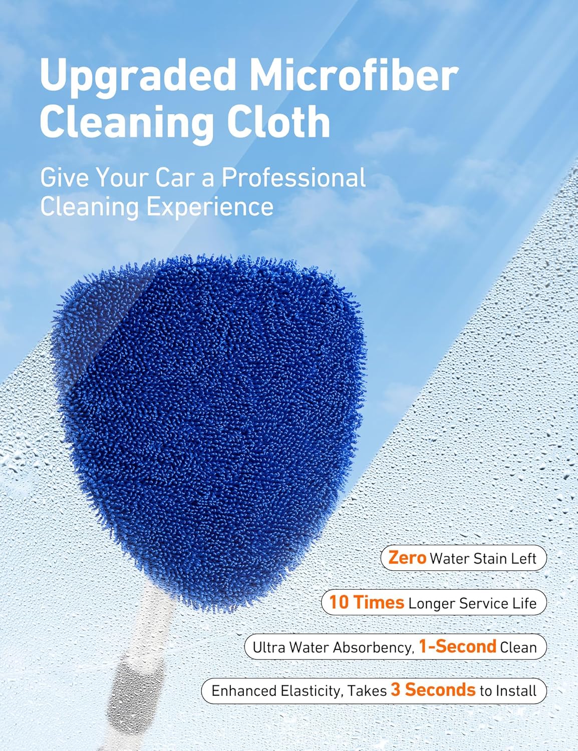 21" Windshield Cleaner Tool, Car Interior Detailing Cleaning Kit with Extendable Handle and 4 Upgraded High-Density