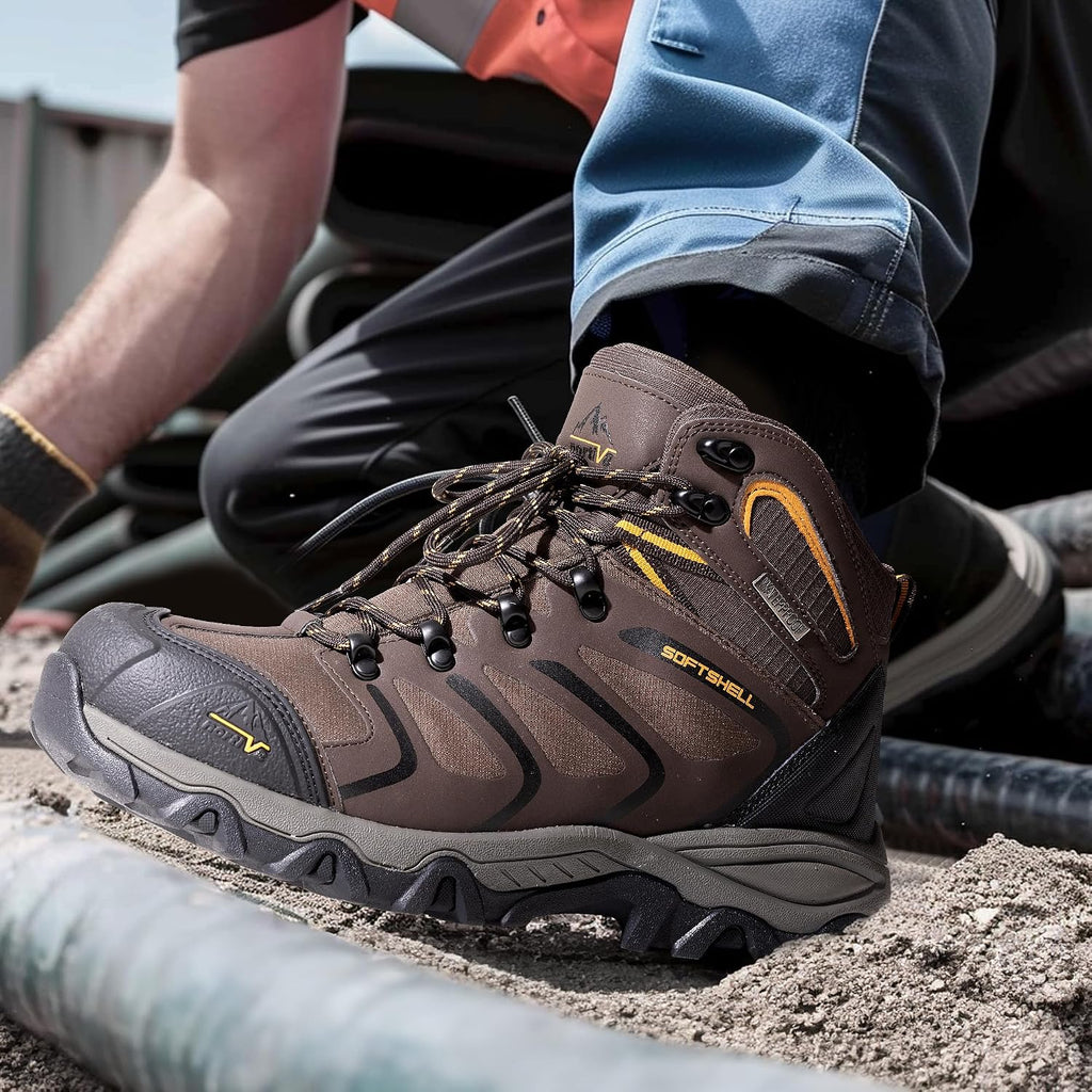 Waterproof Steel Toe Work Boots for Men | ASTM Safety Construction Boots Slip-resistant Outsole Comfortable &