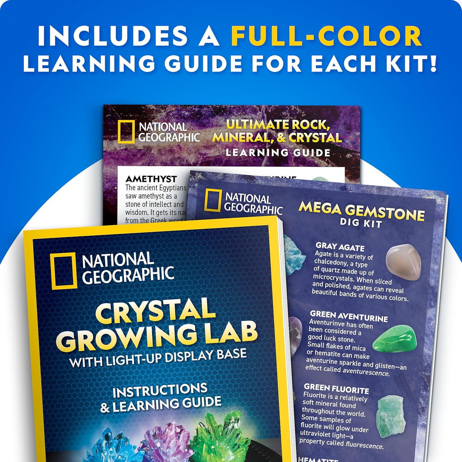National Geographic Geology Kit with Crystals, Gem Dig, & Rock Collection | Rock Collection Box, Crystal Growing