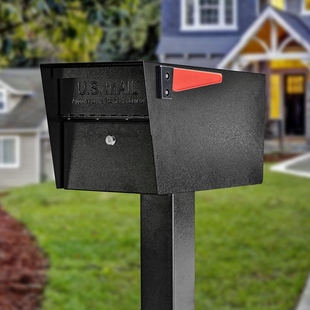Mail Manager Modern Locking Post Mount Mailbox, USPS Approved | Patented anti-pry lock, accepts small packages