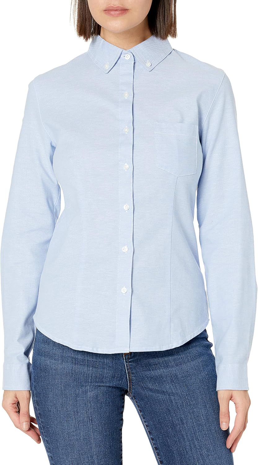Juniors' Long-Sleeve Oxford Blouse