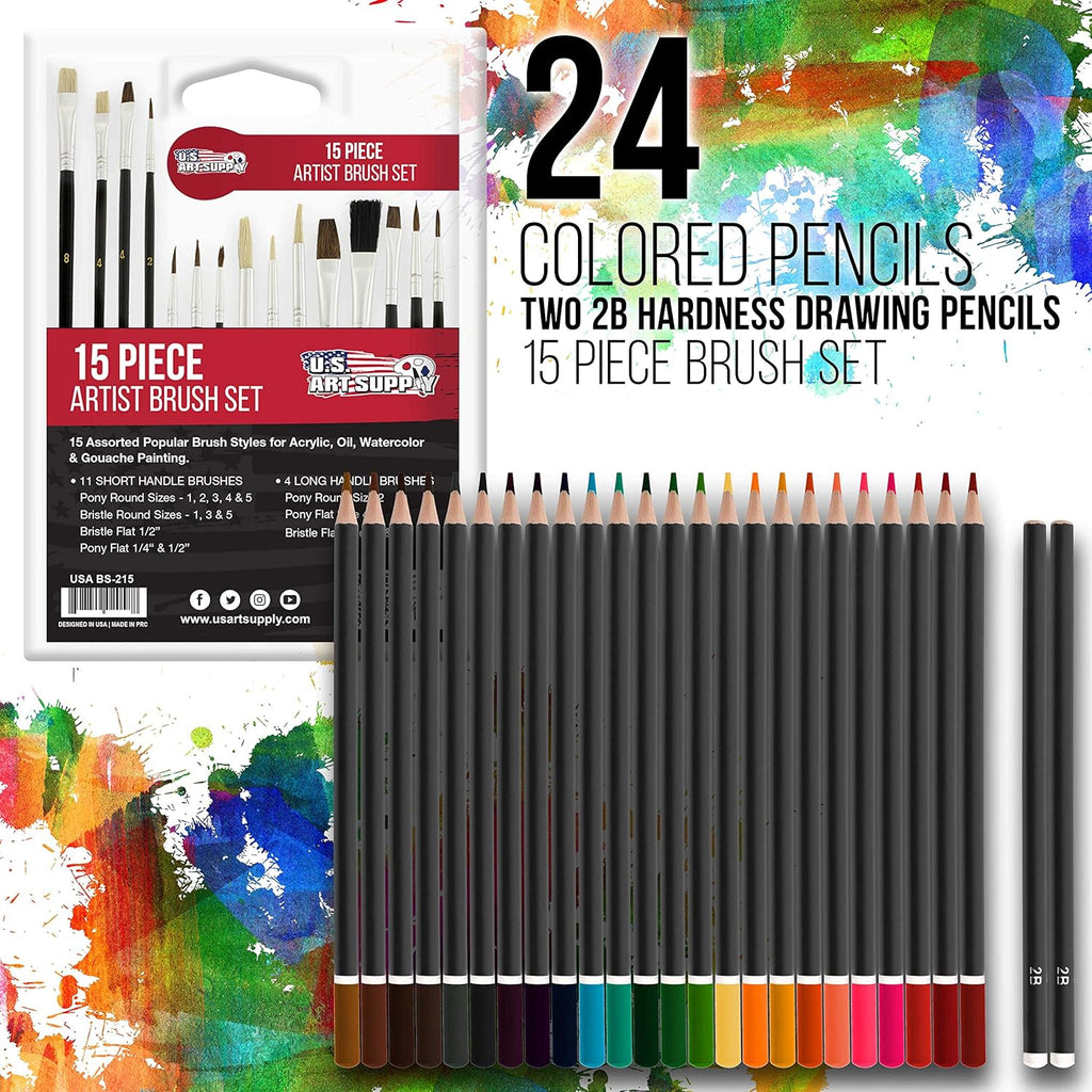 162-Piece Mega Wood Box Artist Kit with Painting, Drawing & Art Supplies for Adults - 24 Each (Watercolors, Oil