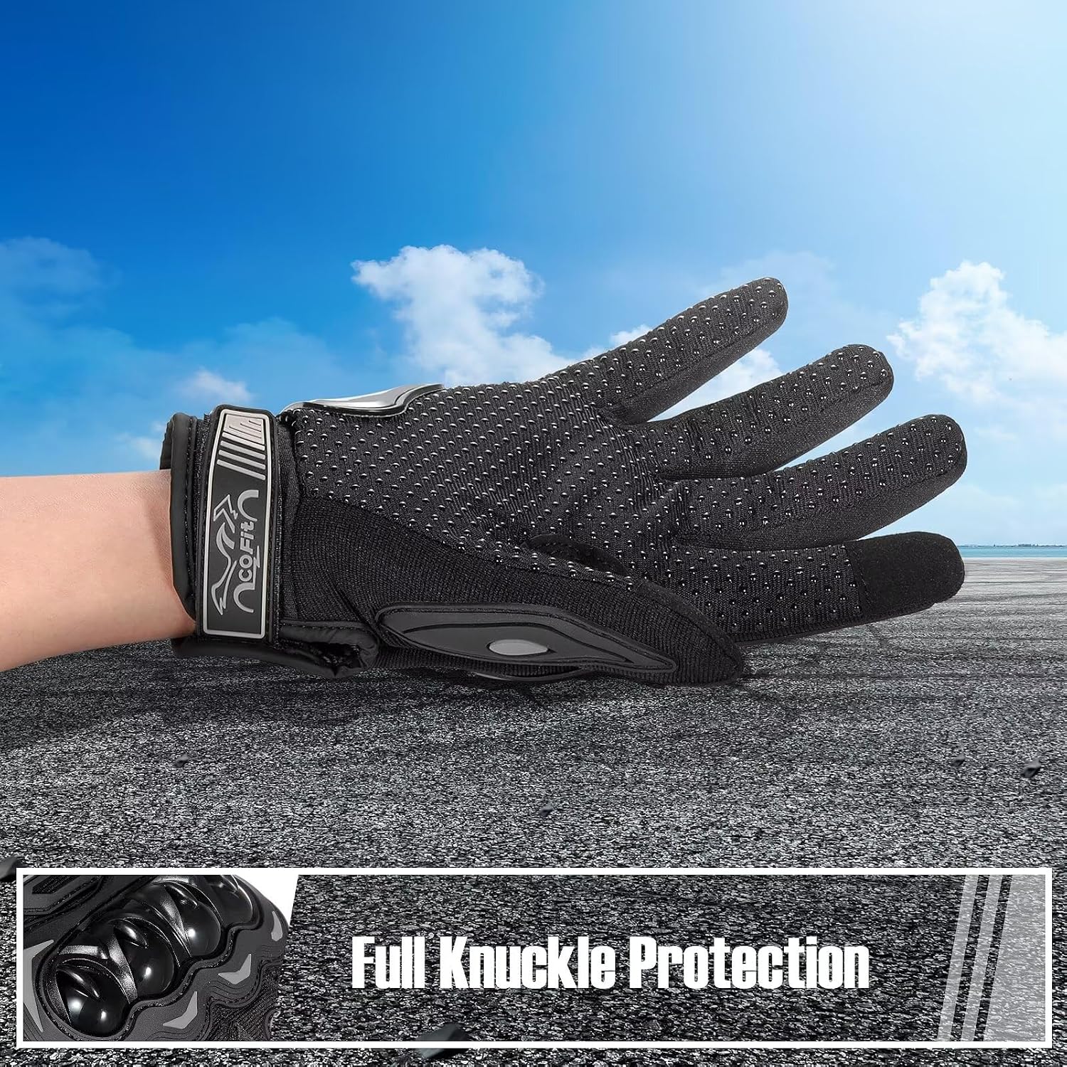 Motorcycle Gloves Breathable, Touchscreen Motorbike Gloves Anti-Slip with Good Grip Hard Knuckles Protection for Men