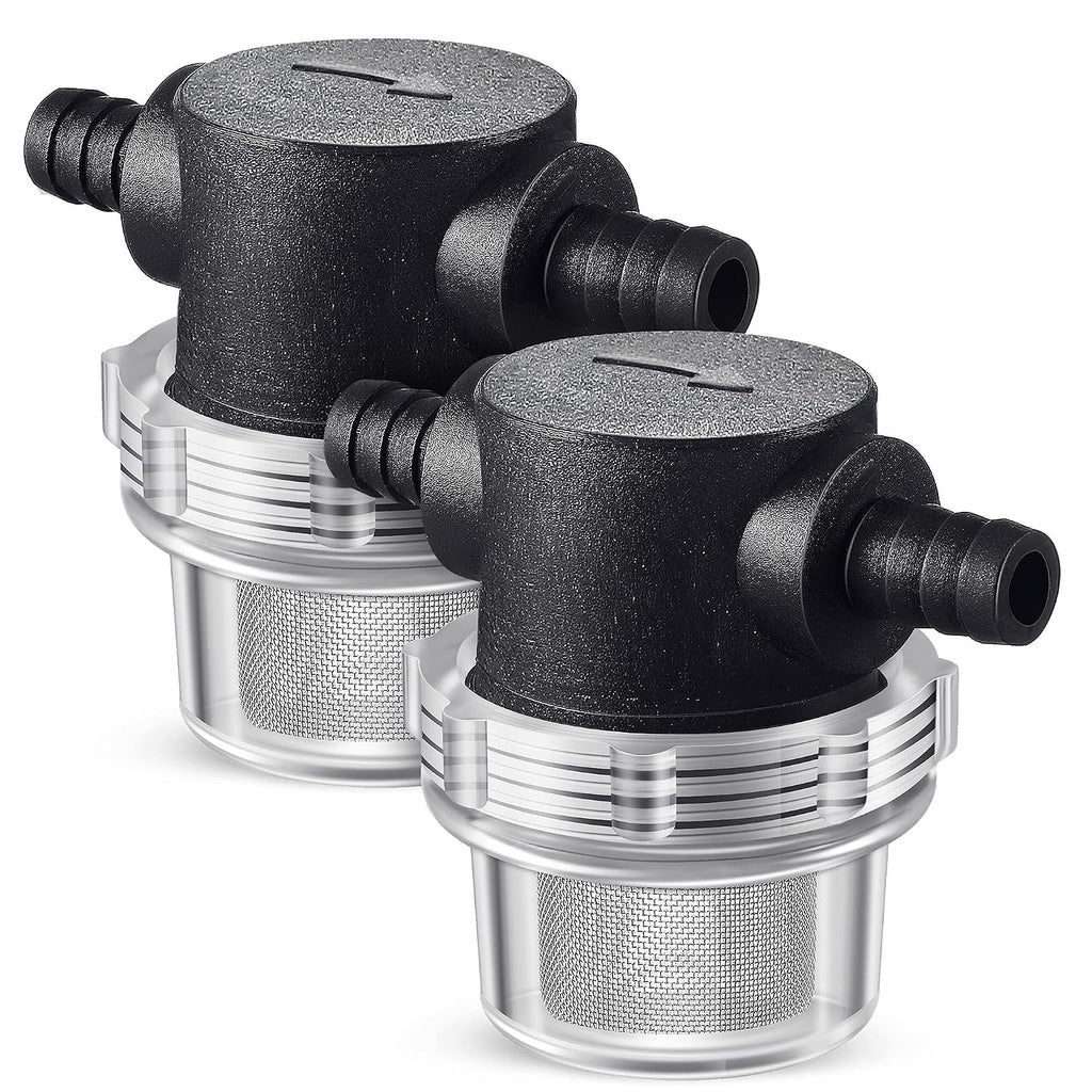 2 Pieces Water Pump Strainer 3/8 ID Hose Barb with Mesh Filter Screen