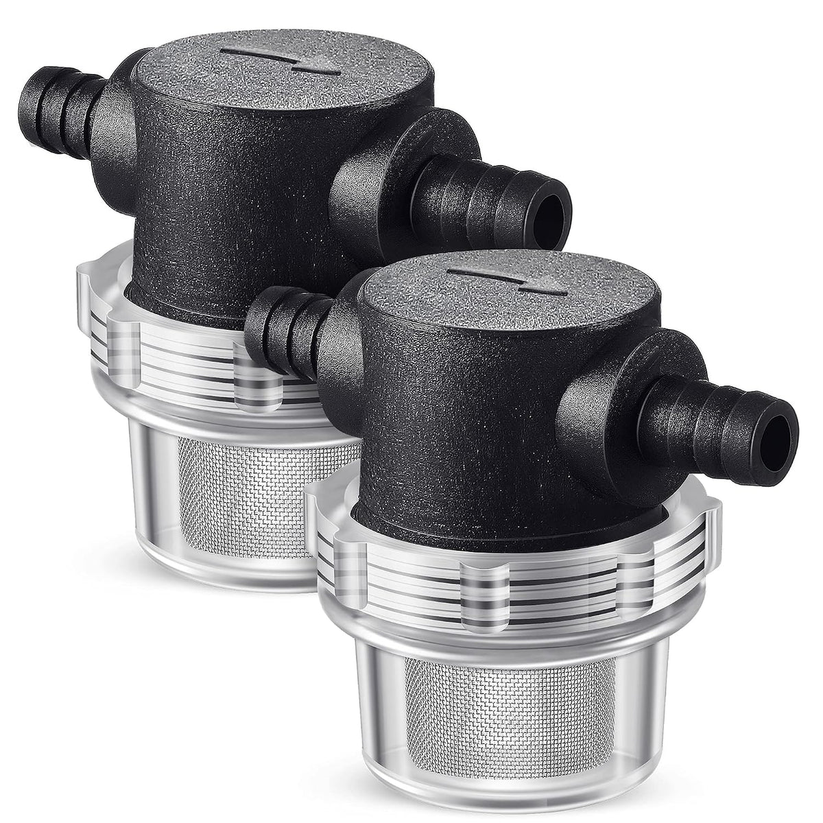 2 Pieces Water Pump Strainer 3/8 ID Hose Barb with Mesh Filter Screen