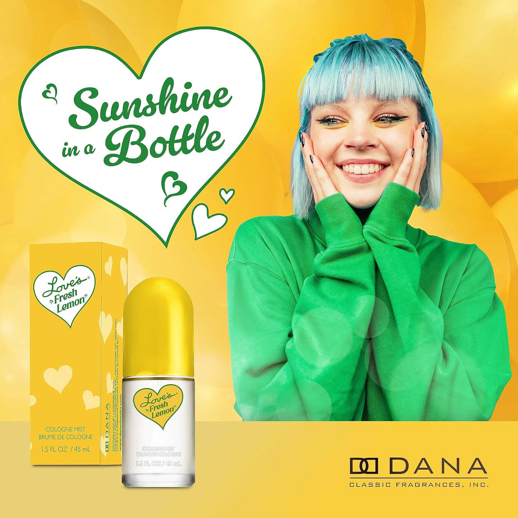 Love's Fresh Lemon Cologne Mist 1.5 Fl. Oz. Invigorating and Uplifting Lemon Scented Body Mist for Women, Classic