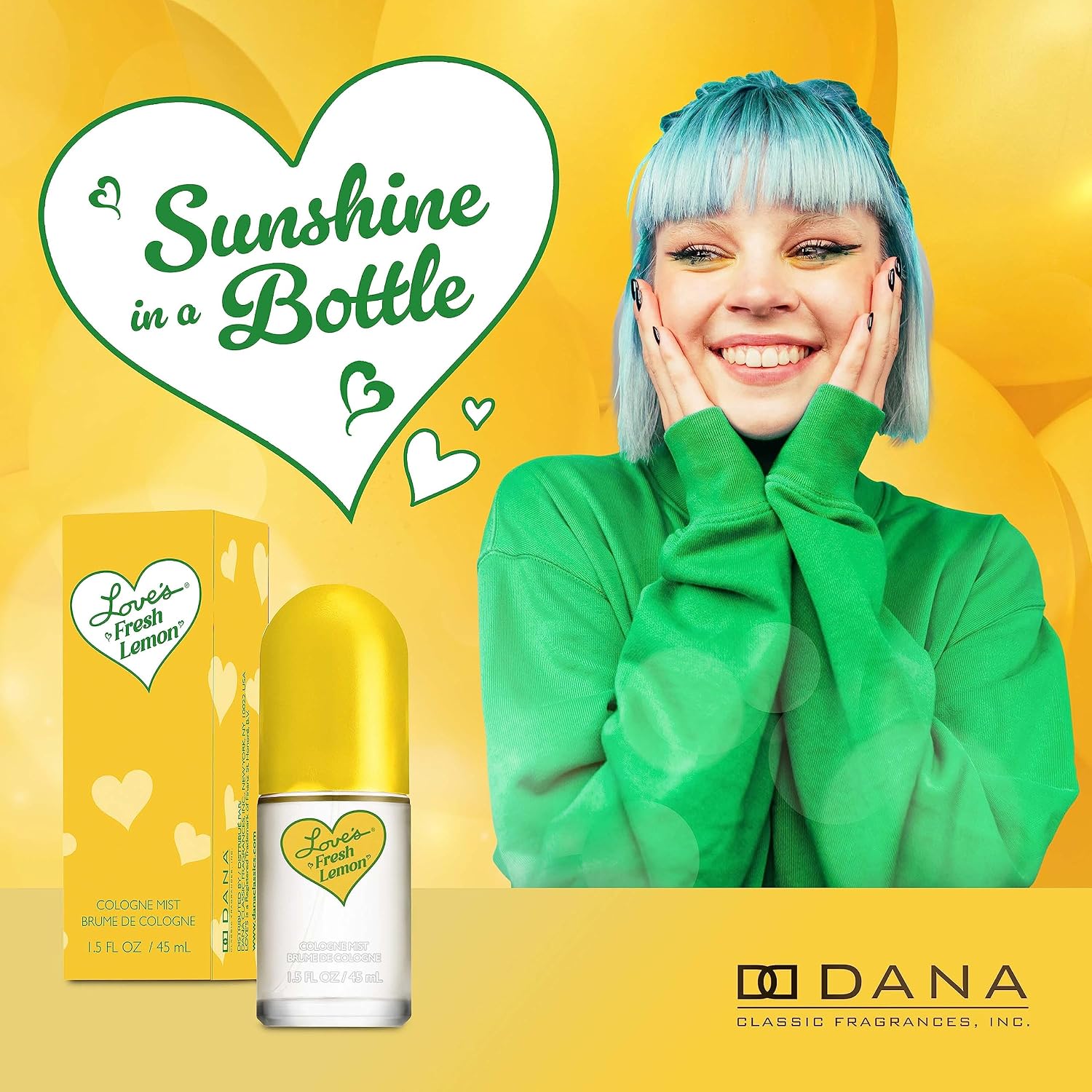 Love's Fresh Lemon Cologne Mist 1.5 Fl. Oz. Invigorating and Uplifting Lemon Scented Body Mist for Women, Classic