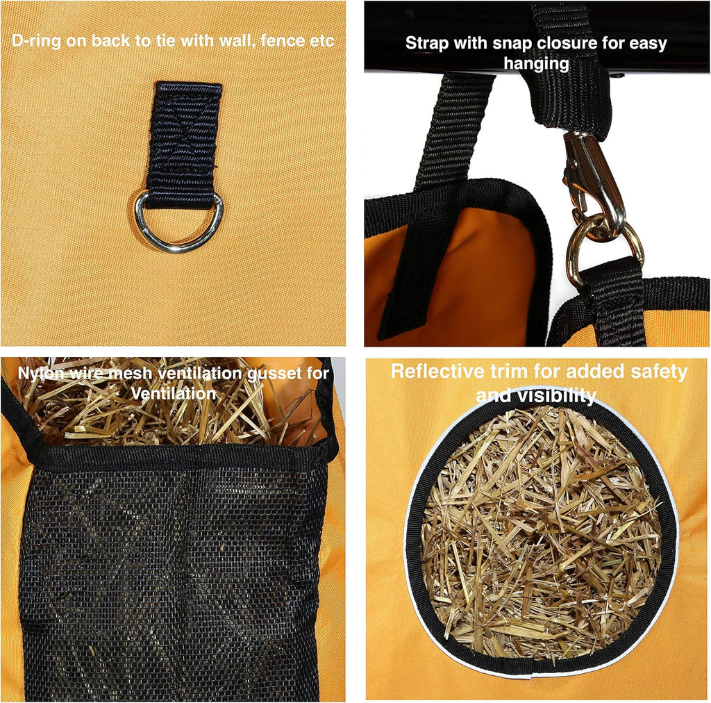 1200 D Hay Feeder Tote Bag for Horses, Sheep with Reflective Trim- Reduces Waste - Comes with 36” Hay Net. (Turquoise)