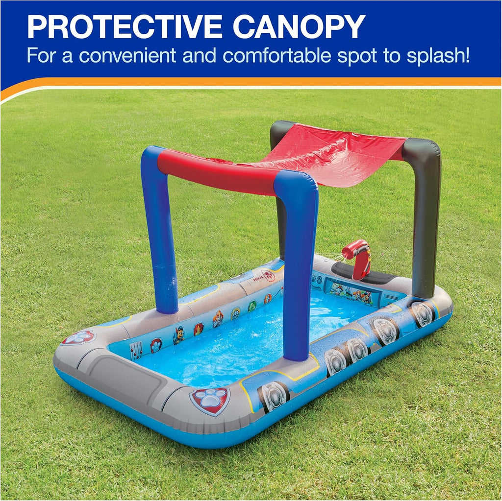 Paw Patrol Deluxe Inflatable Pool, Above Ground Pool with Canopy and Fast Inflation for Kids Aged 3 & Up