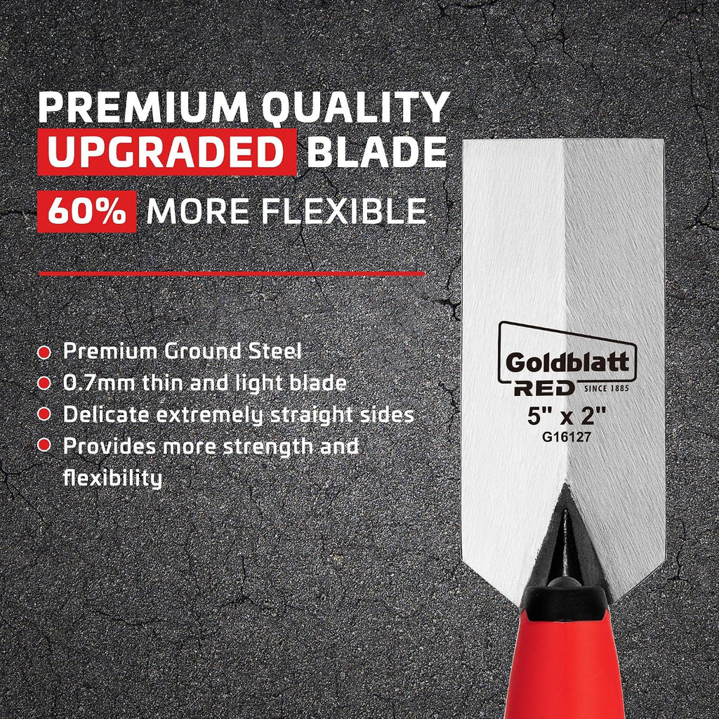 RED Margin Trowel, 5" x 2" Upgraded Ground Blade | Professional Masonry Tools, Heavy Duty One-Piece Forging, Premium