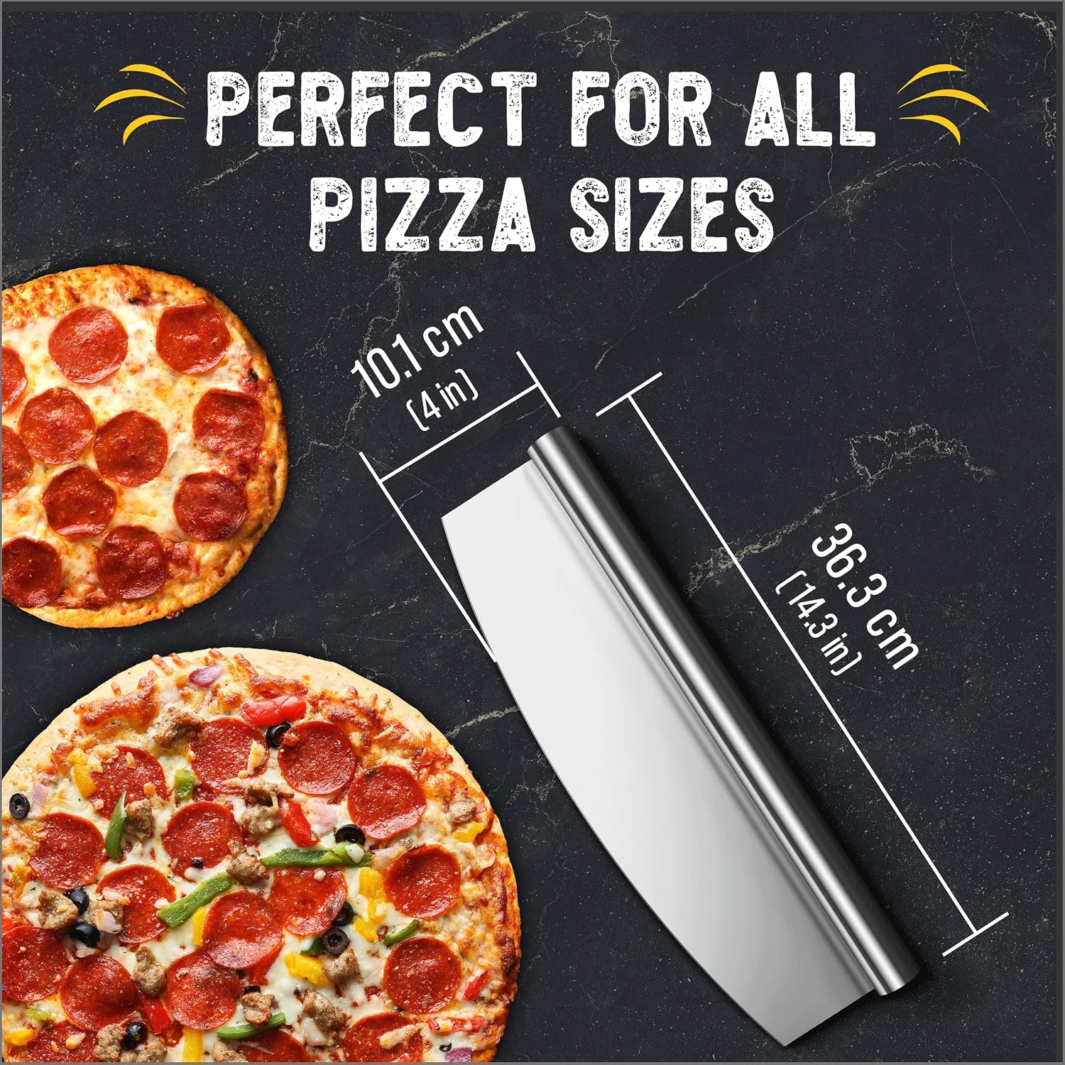 Pizza Cutter Rocker Blade, with Plastic Cover, 14"