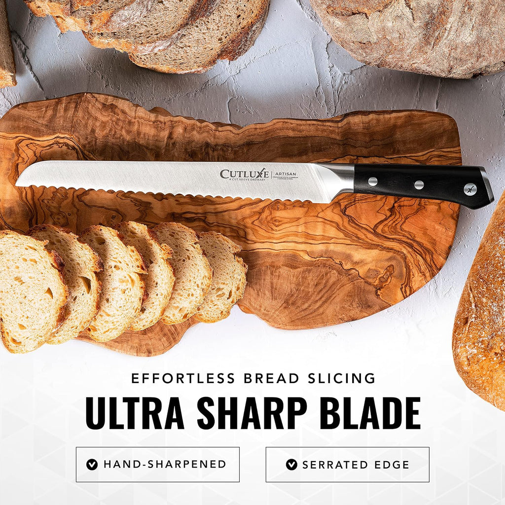 Bread Knife, 10" Serrated Knife, German Steel Full Tang Blade