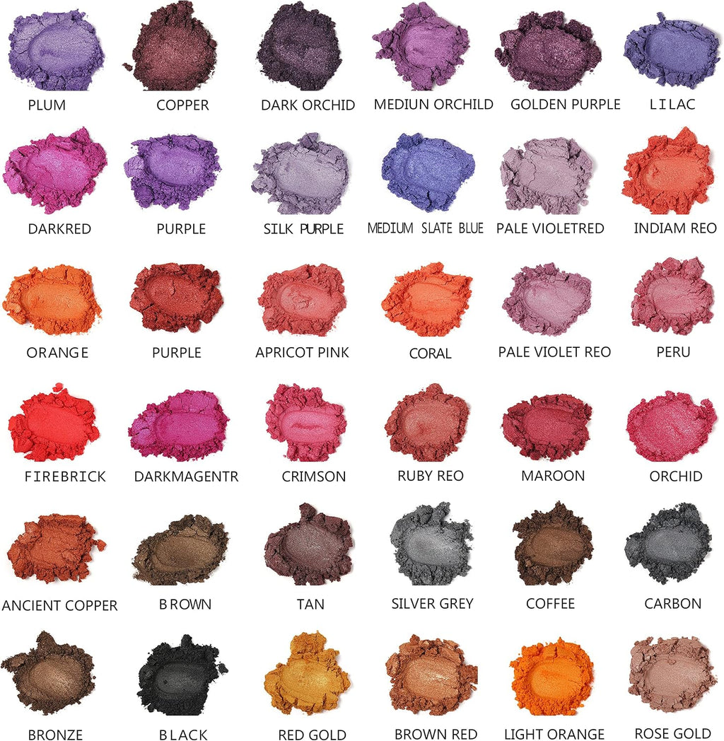 Mica Powder, 72 Colors (10g), Pigment for Epoxy Resin, Soap, Bath Bomb | Complies with ASTM D-4236| For Lip Gloss