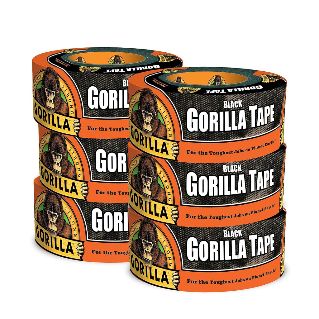 Black Duct Tape, 1.88" x 12 yd, Black, (Pack of 6)