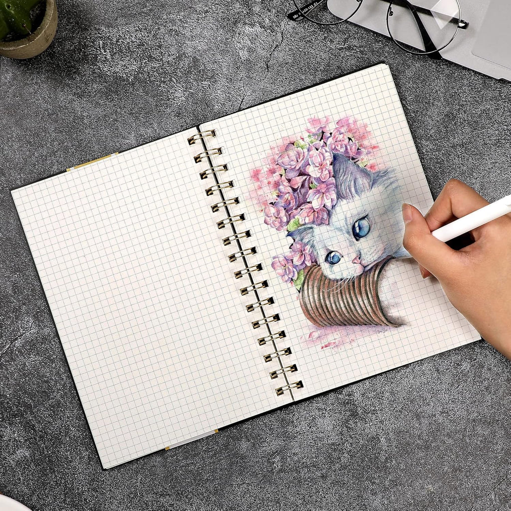 Graph Paper Spiral Notebook A5 Graphing Notebook 160 Pages Graph Paper Notebook Spiral Bound Waterproof Plastic