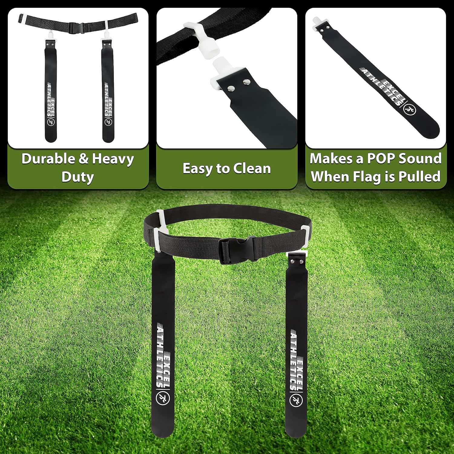 Adjustable Flag Football Belt Set, 1 Belt, 2 Flags | Adjustable Belts, Flag Football Set for Youth, Kids & Adult